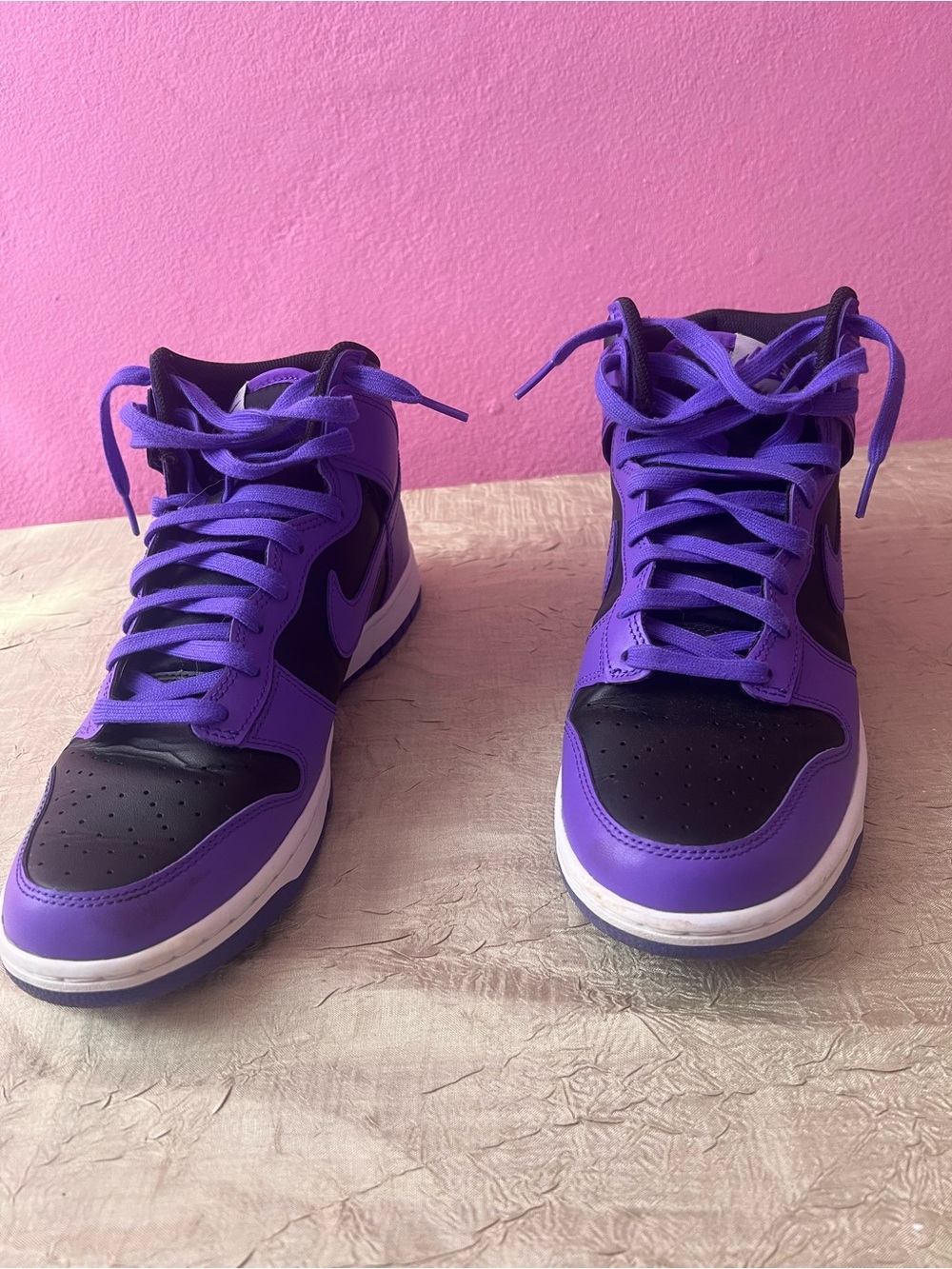 Nike Purple and Black High-Top Sneakers with White Midsole